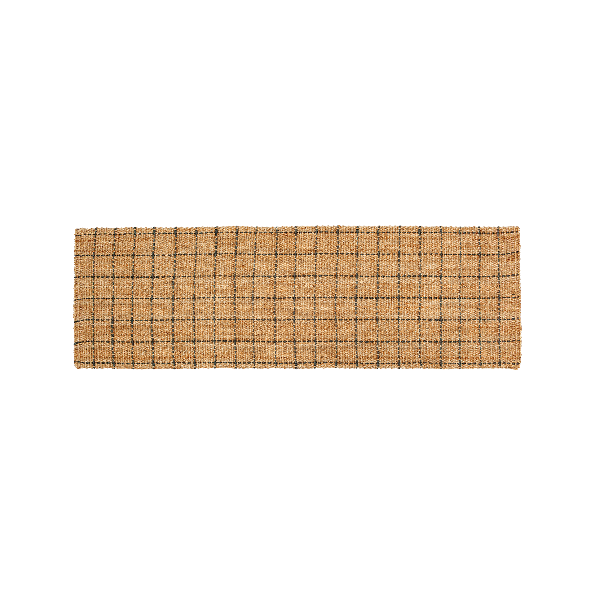 Long natural rug Freja Checked, made of jute 