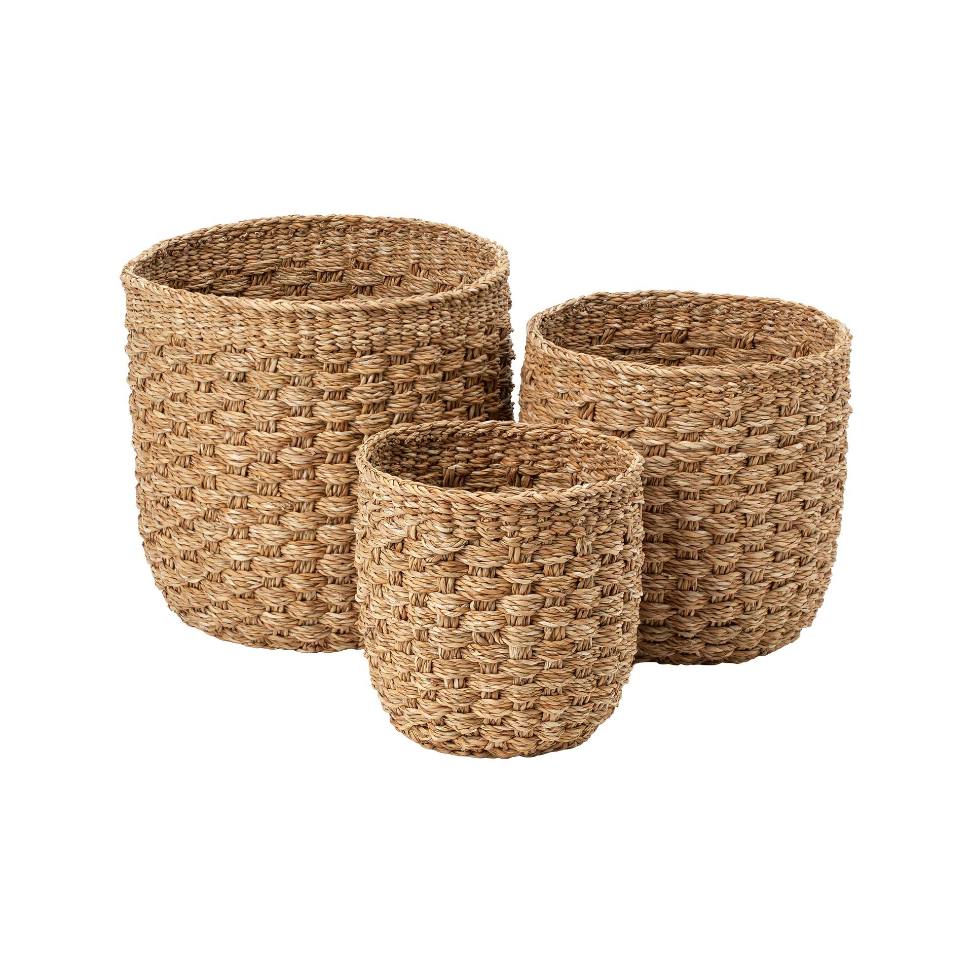 Braided basket Esther, made of seagrass, S/3