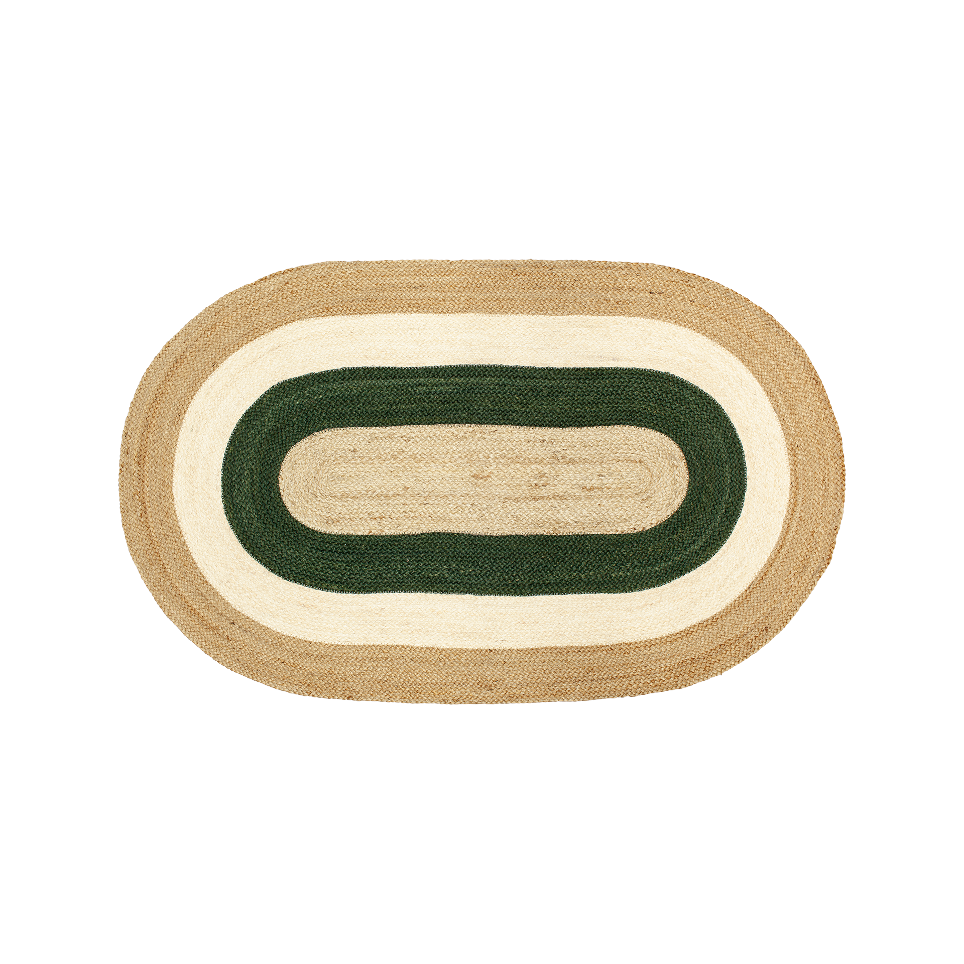 Oval rug Elin in natural and green color