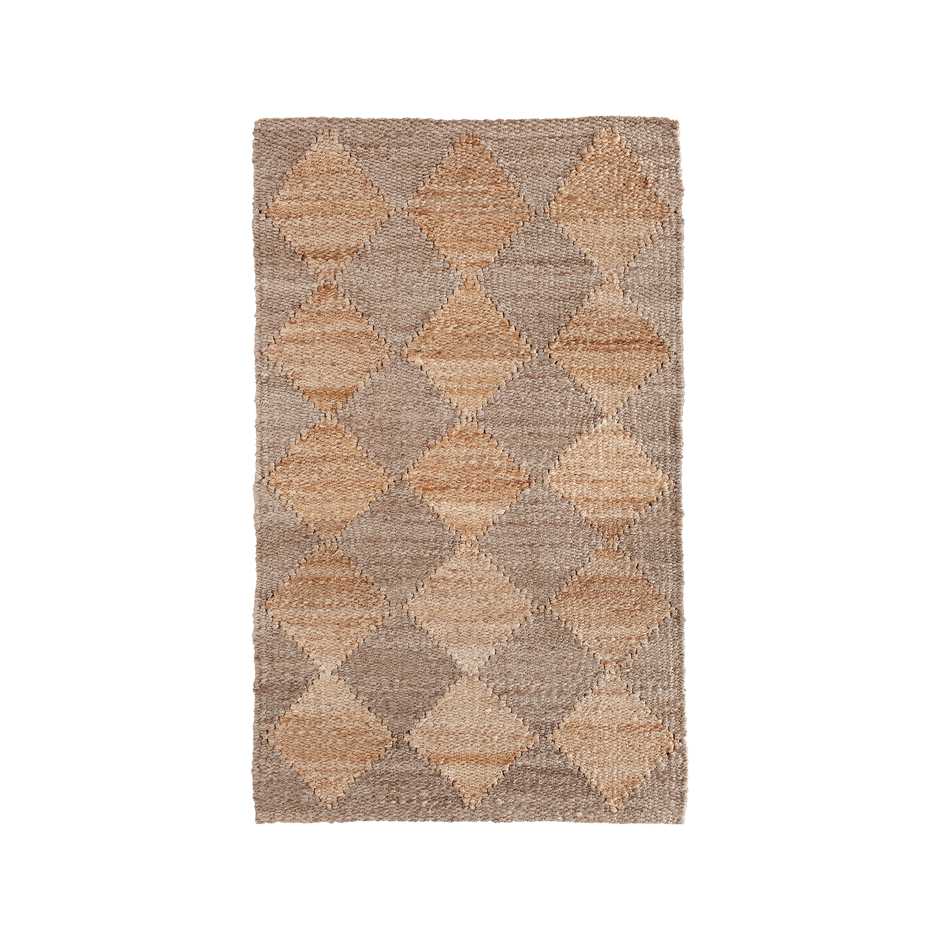 Diamond-patterned Art rug, made of jute