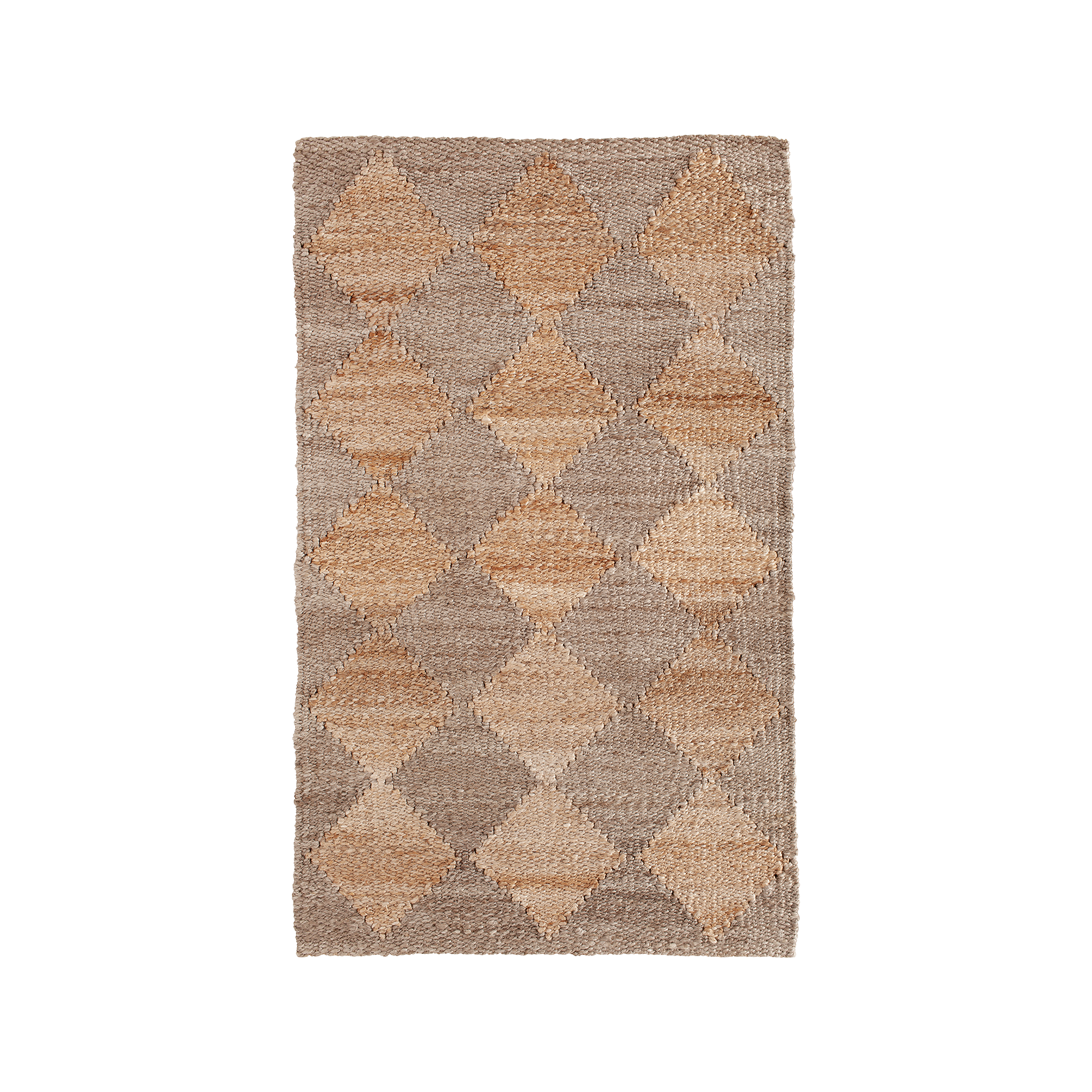 Diamond-patterned Art rug, made of jute