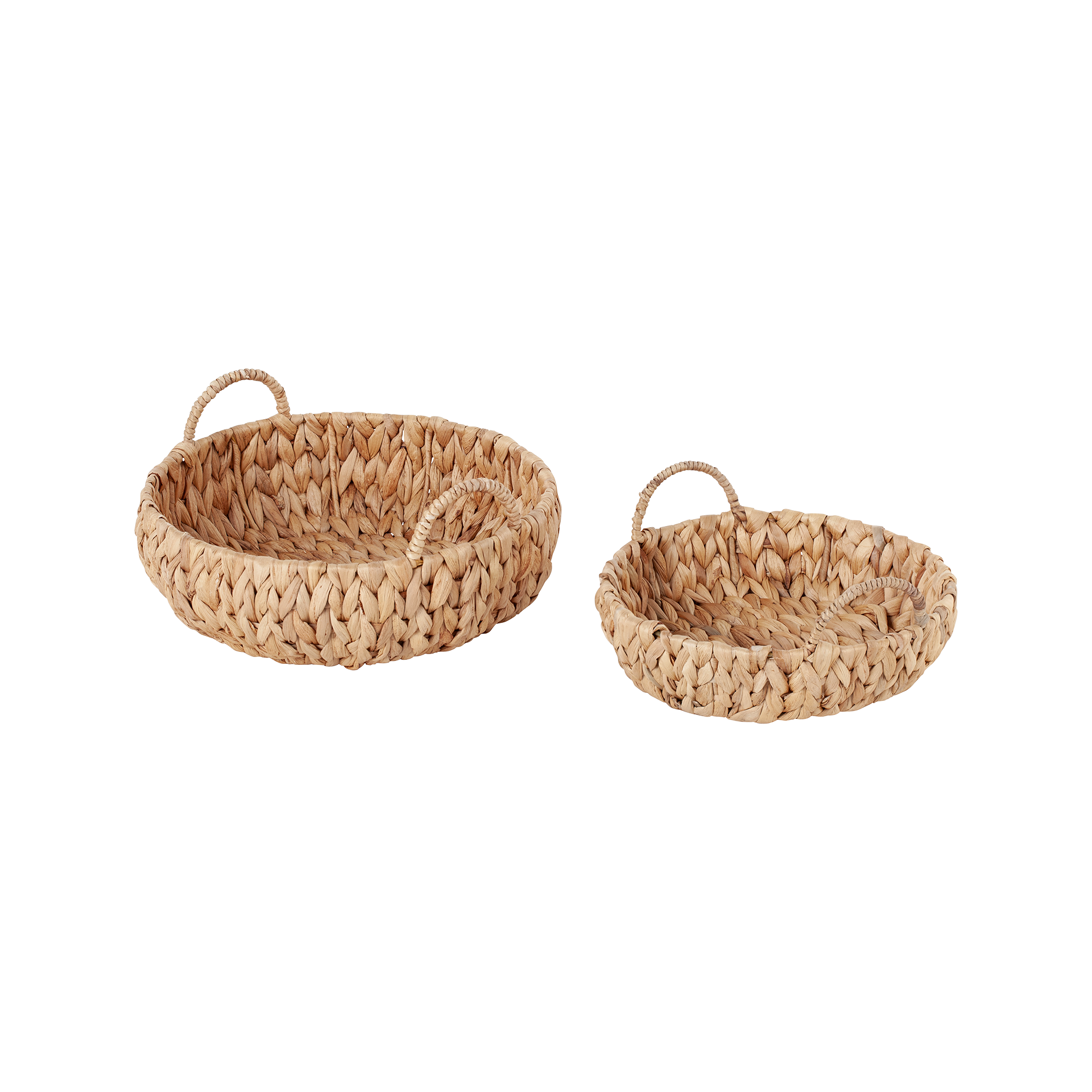 Round bread basket with handles Lily, made of water hyacinth S/2