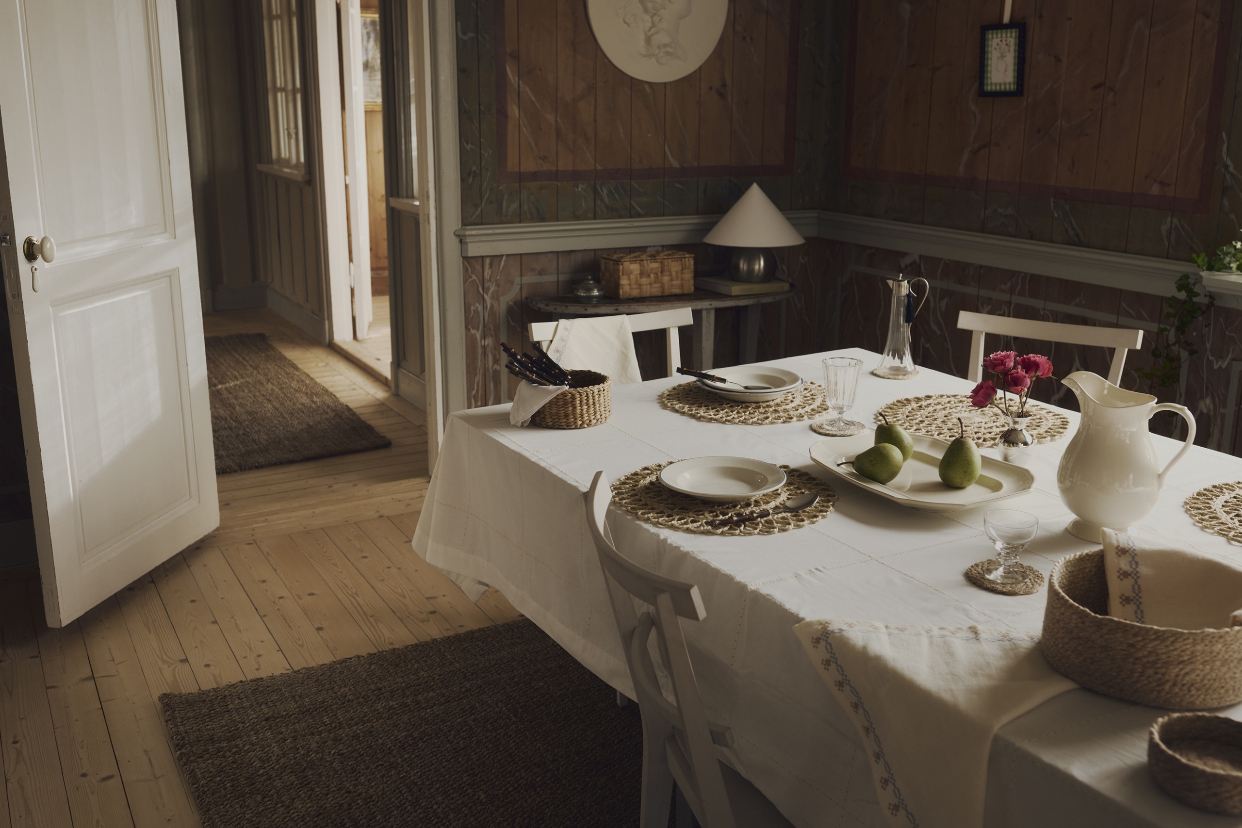 Placemat Elin in jute natural grey w open weave d38cm