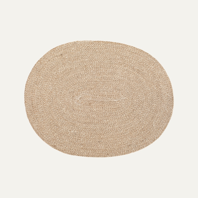 Oval bordstablett Ella vit/natur av jute