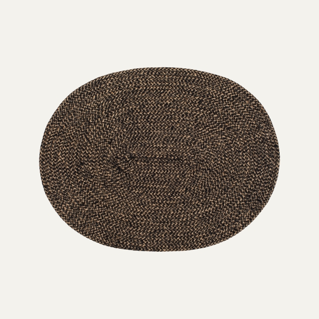 Oval bordstablett Ella svart/natur av jute