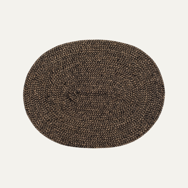 Oval bordstablett Ella svart/natur av jute