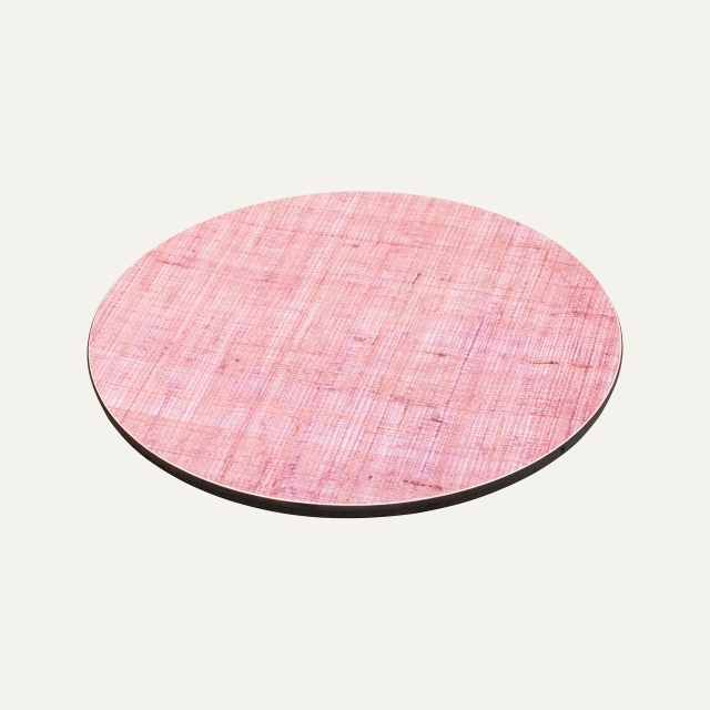 Light purple trivet in linen pattern made of pressed cork and birch laminate