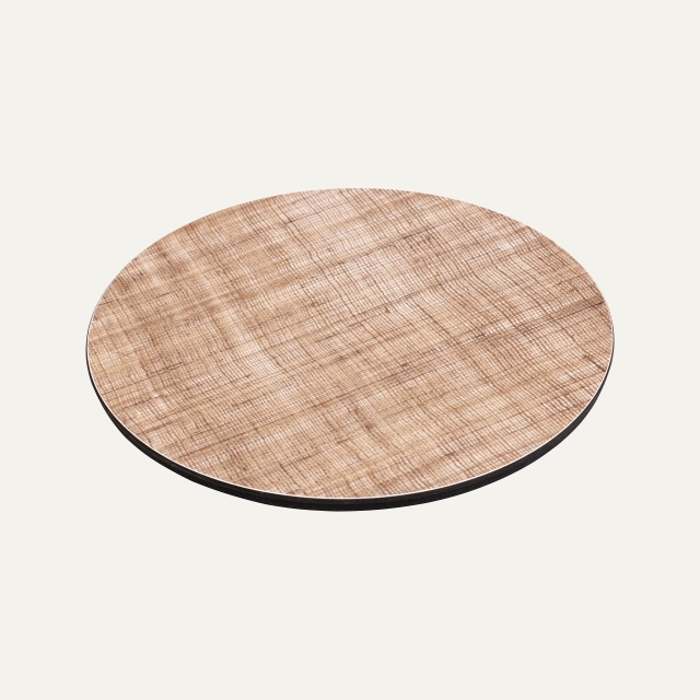 Light brown trivet in linen pattern made of pressed cork and birch laminate