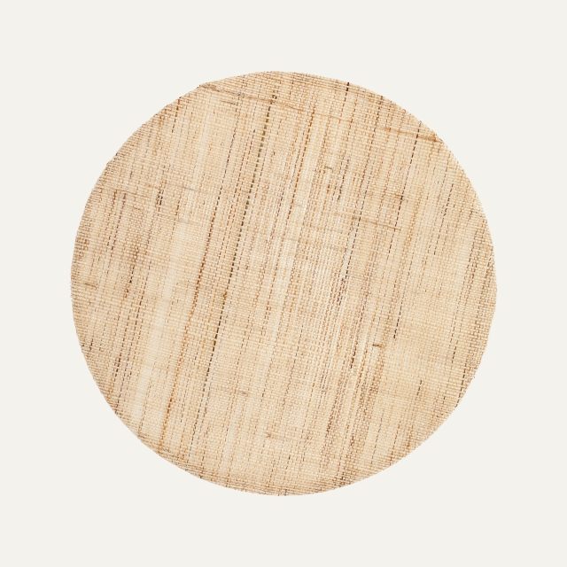 Uncolored natural round linen placemat Linnea