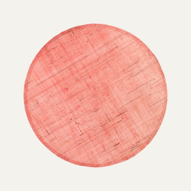 Pink round linen placemat Linnea