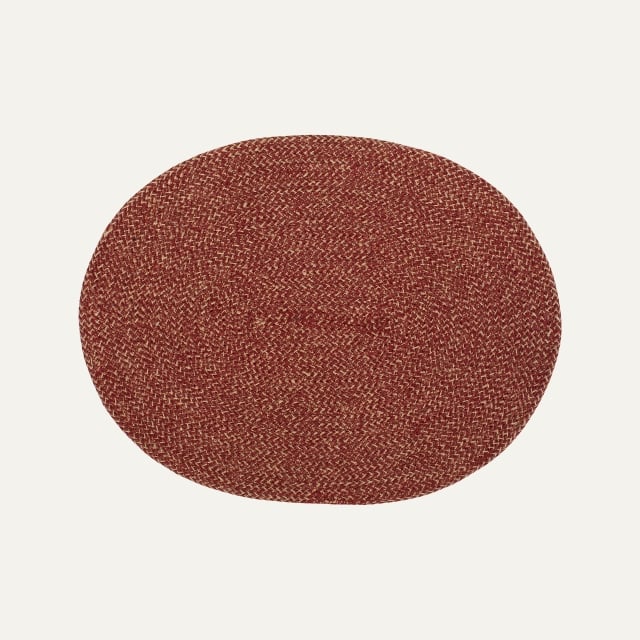 Red oval placemat Ella, made of jute