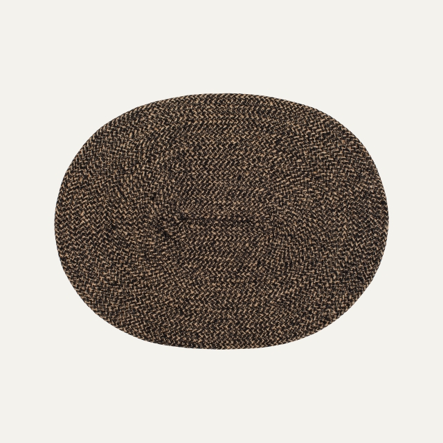 Black/natural oval placemat Ella, made of jute 