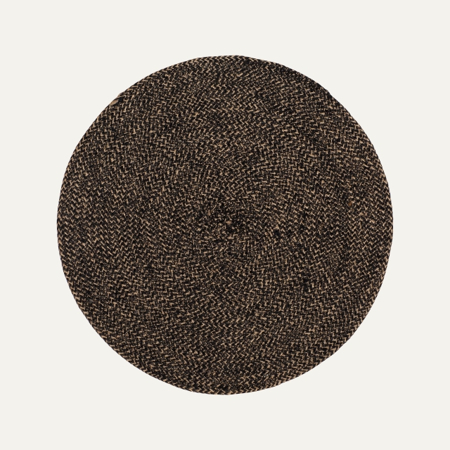 Black/natural round placemat Ella, made of jute