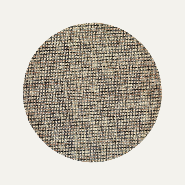 Brown-mixed round synthetic placemat Sture