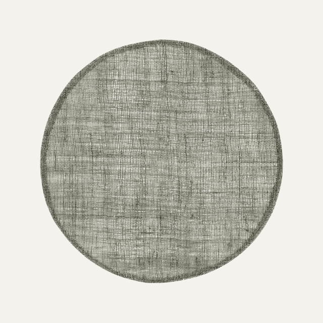 Dark grey round linen placemat Linnea 