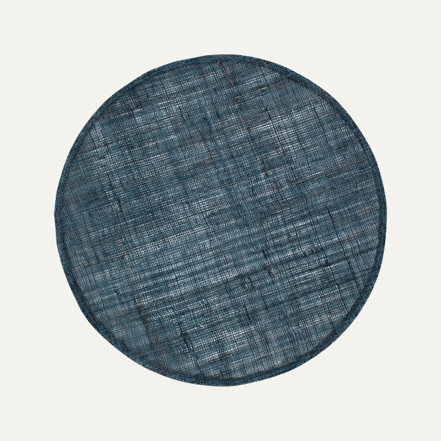 Bark blue round linen placemat Linnea 