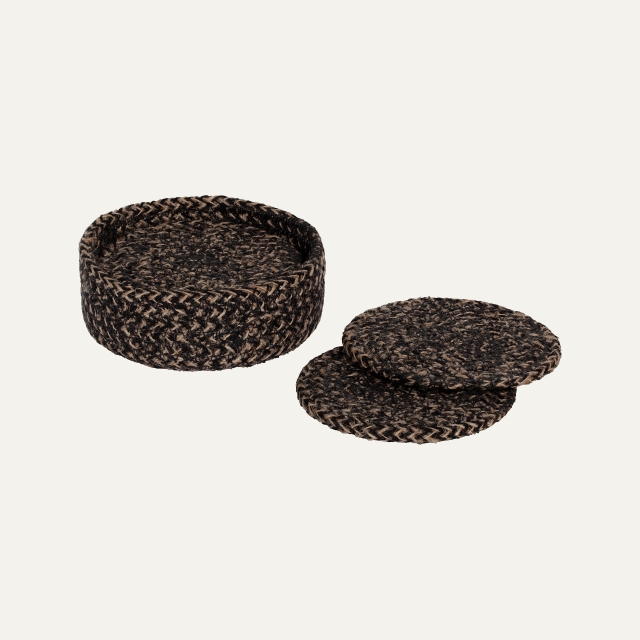 Black/natural coasters Ella, made of jute