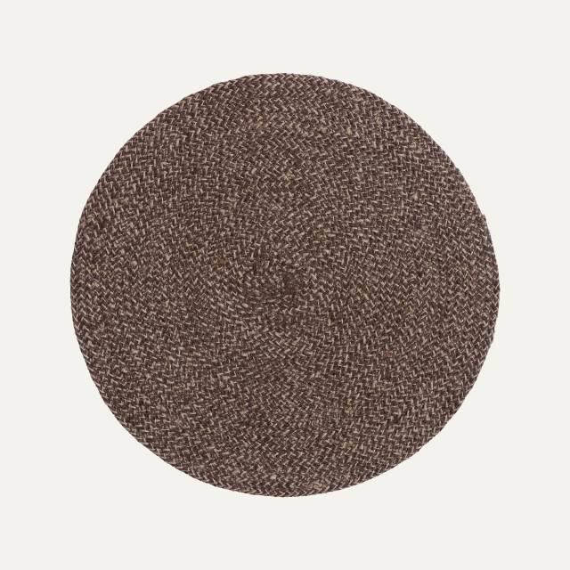 Brown/natural round placemat Ella, made of jute