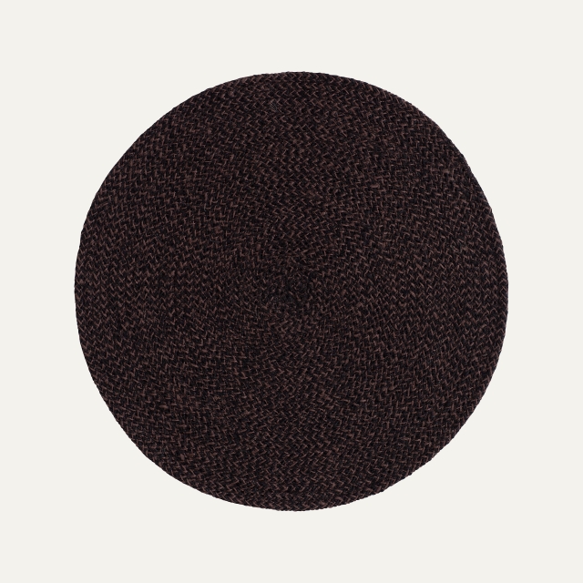 Brown/black round placemat Ella, made of jute