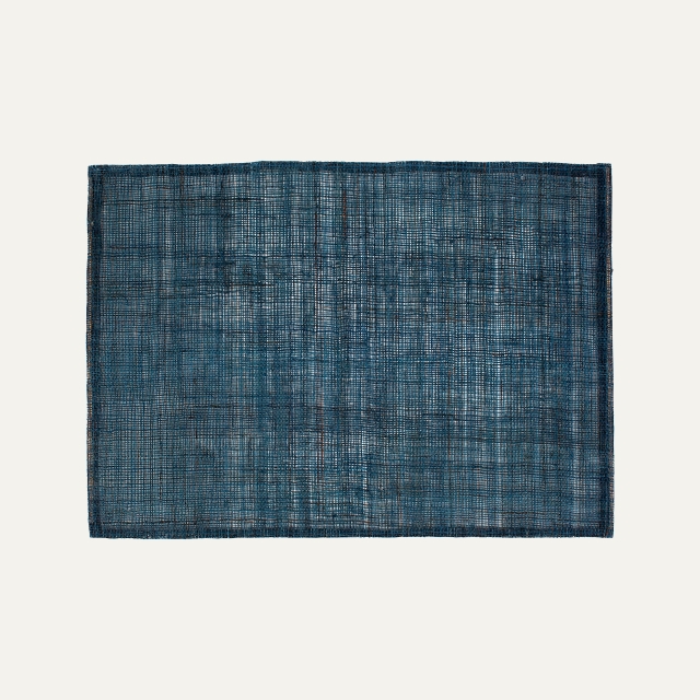 Dark blue rectangular linen placemat Linnea