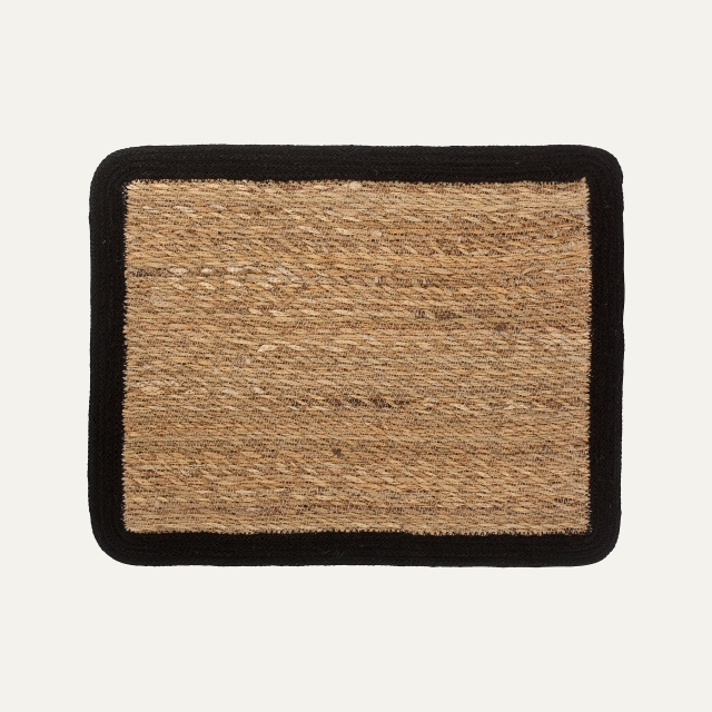 Rectangular placemat Emil, made of seagrass with black jute edge