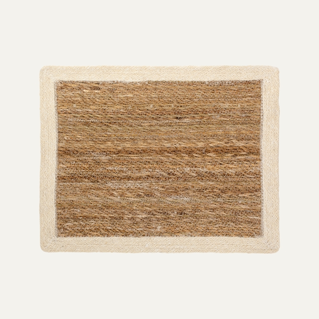Rectangular placemat Emil, made of seagrass with white jute edge