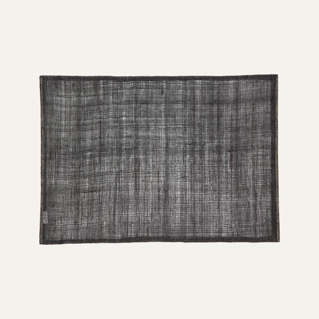 Black rectangular linen placemat Linnea