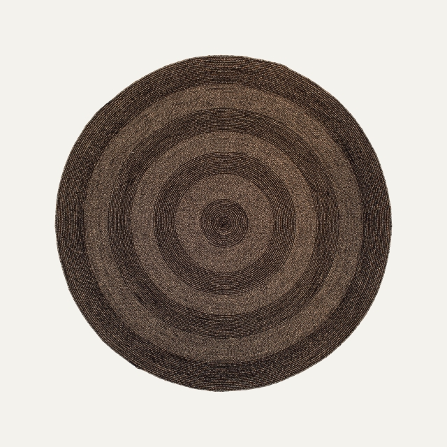 Black/natural round rug Ella, made of jute