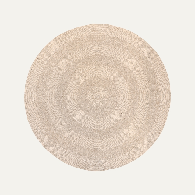 White/natural round rug Ella, made of jute