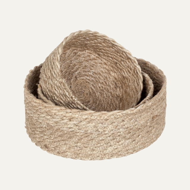 Natural gray bread basket S/3 Elin, made of jute 