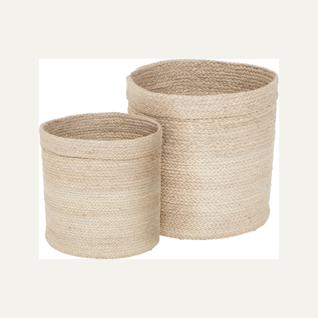 White large round basket S/2 Elin, made of jute