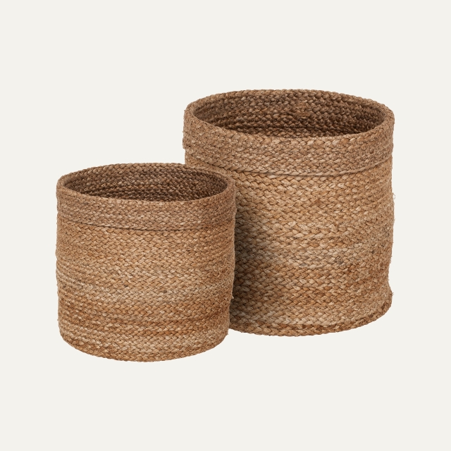 Large round basket S/2 Elin, made of jute