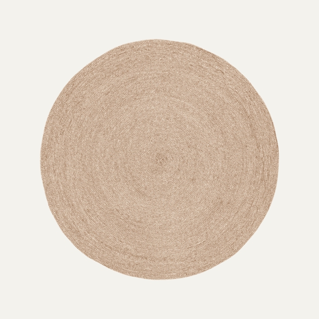 White/natural round rug Ella, made of jute 