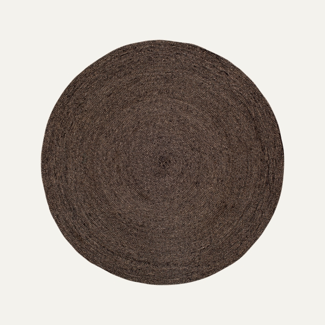 Black/natural round rug Ella, made of jute 