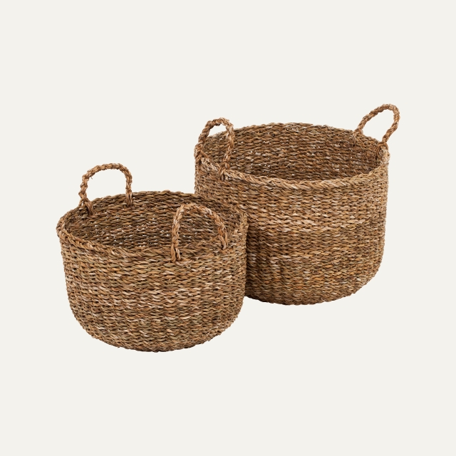 Round basket Esther, made of seagrass S/2