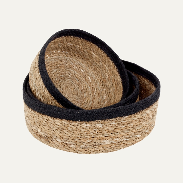 Bread basket in seagrass with black edge of jute Emil S / 3