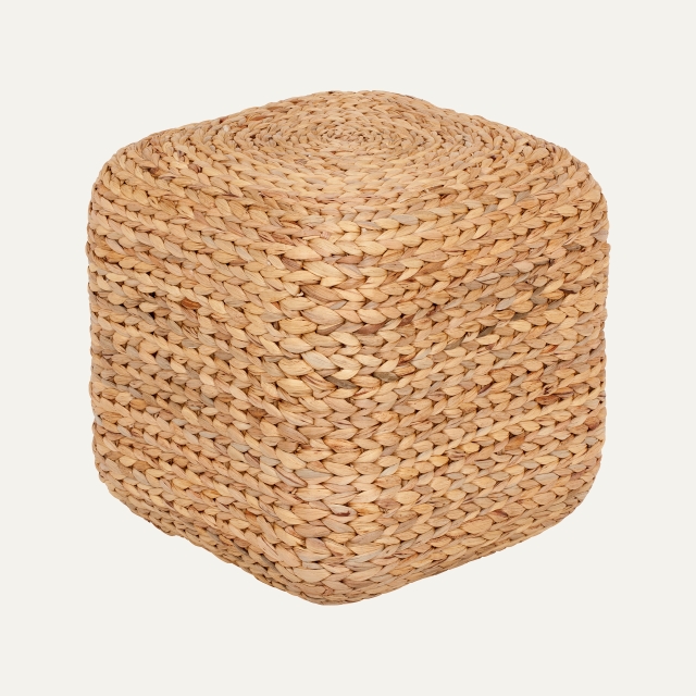 Square stool Lily, made of water hyacinth