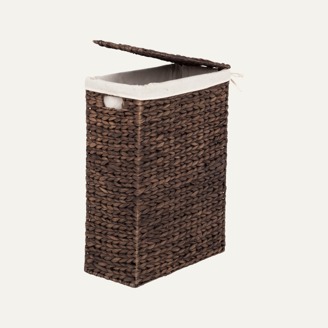 Brown rectangular laundry basket Lily, made of water hyacinth
