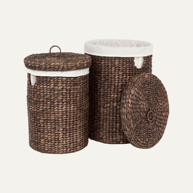 Laundry basket round Lily brown S/2