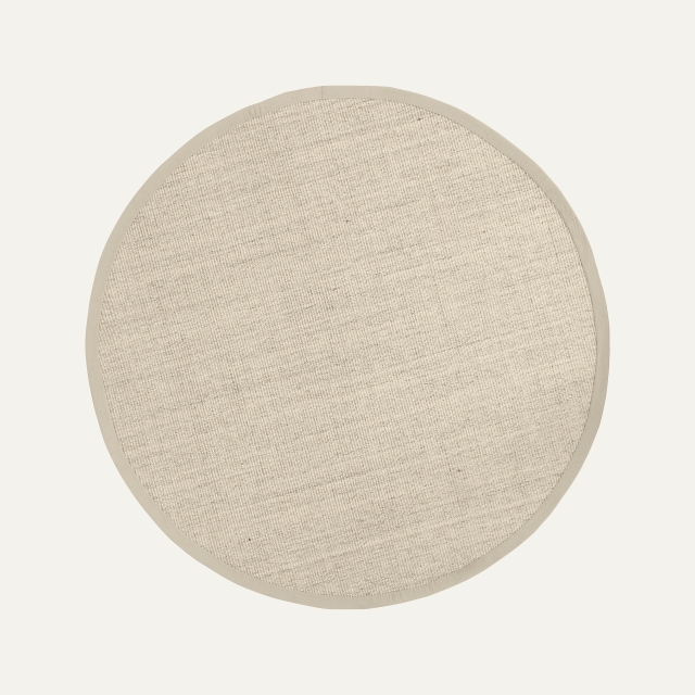 Sand-colored round rug Jenny with beige border, made of sisal