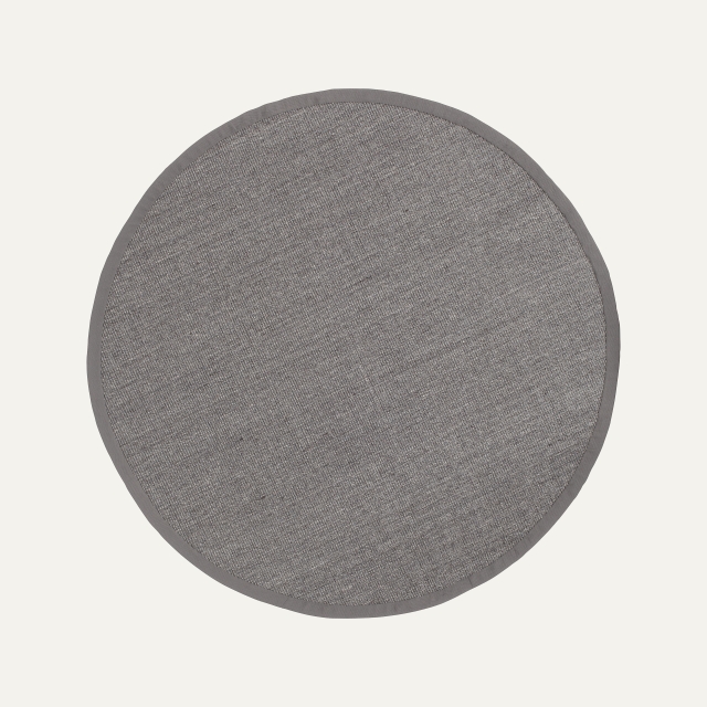 Grey mixed round rug Jenny with grey border, made of sisal