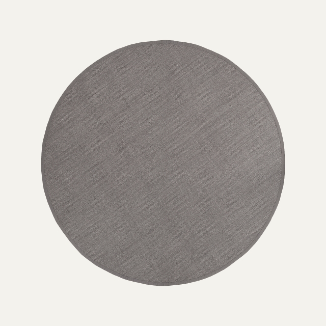 Grey mixed round rug Jenny with grey border, made of sisal