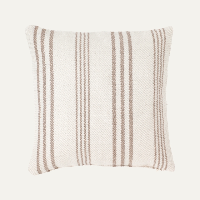 Taupe / white striped PET pillow Stripe for outdoor use