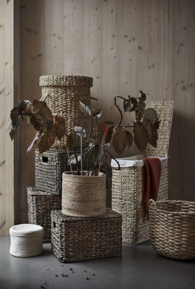 Large round basket S/2 Elin, made of jute