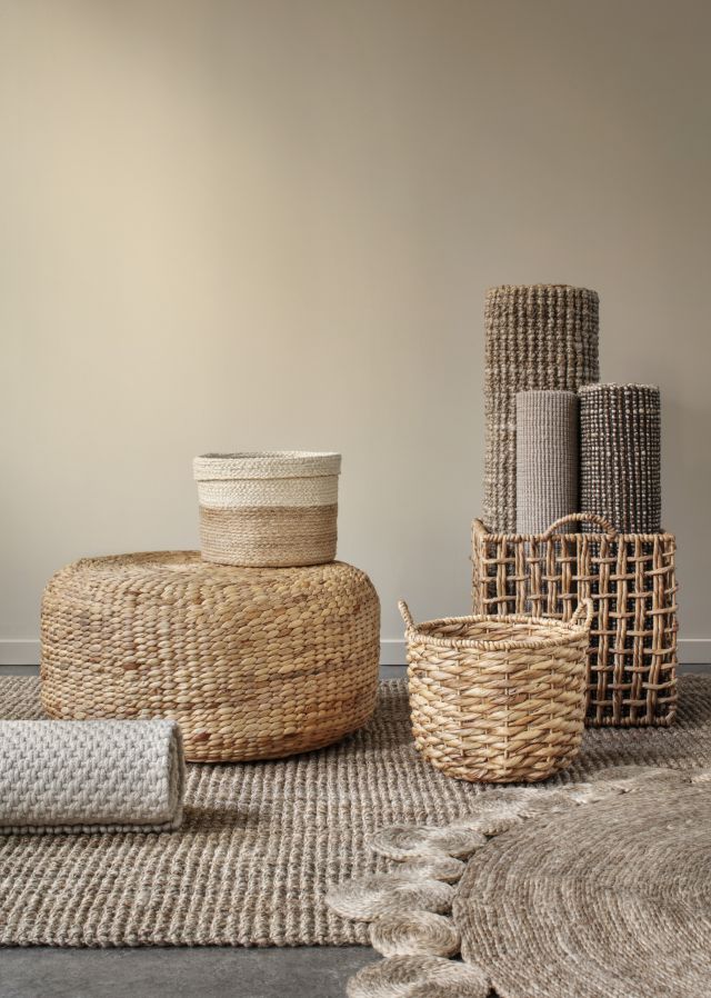 White and natural colored basket S/3 Elin, made of jute