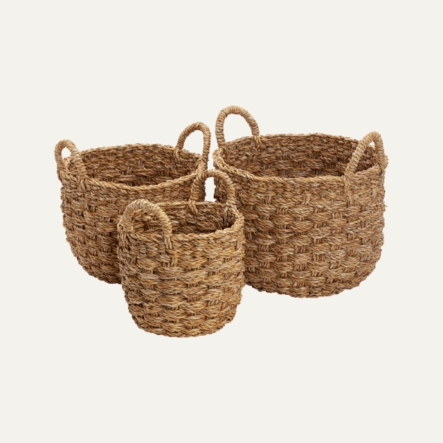 Round basket Esther made of seagrass, set of 3.