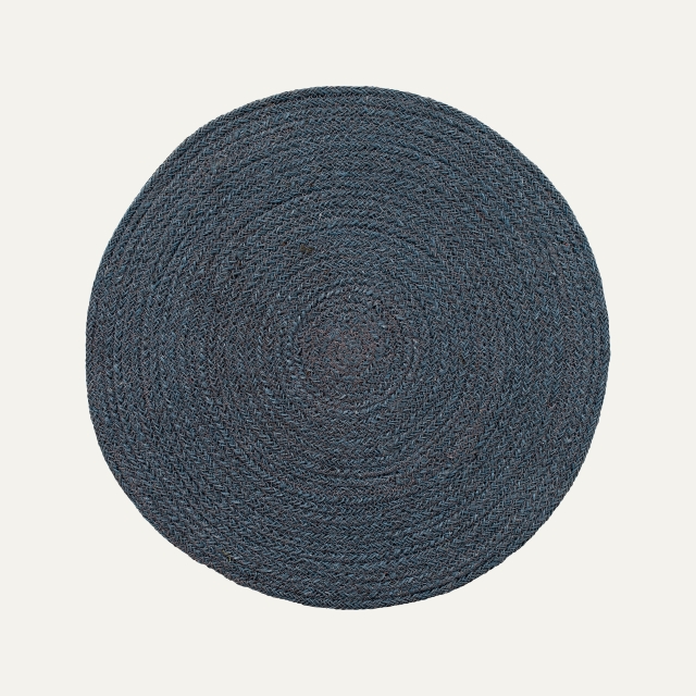 Round placemat Ella blue. Made of jute.