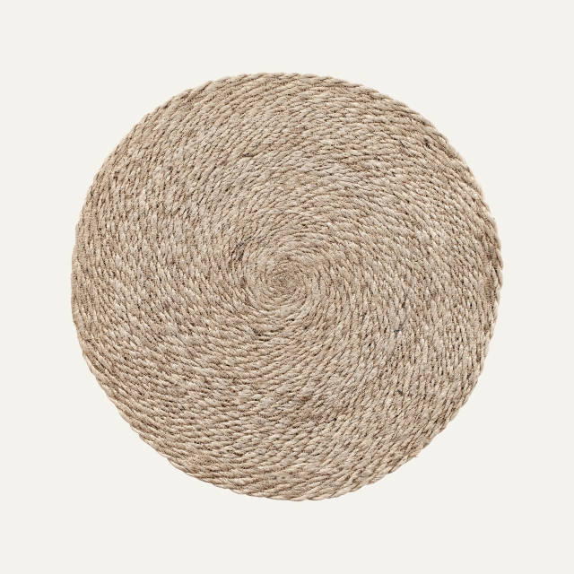 Uncolored natural grey round placemat Elin twist, made of jute