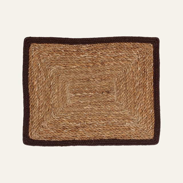 Rectangular placemat Emil, made of seagrass with brown jute edge