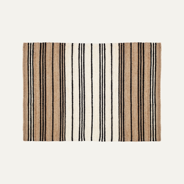 Striped large rug Elin, of jute
